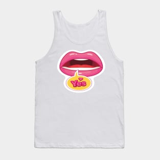 YES LIPS KAWAII DESIGN ANIME MOUTH SEXY KAOMOJI LIPS EMOTICON CARTOON Tank Top